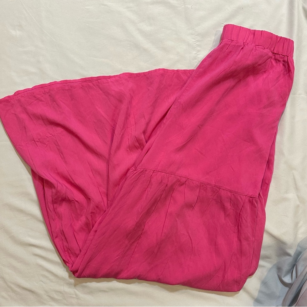 Main Strip Fuchsia Tiered Wide Leg Pants - Picture 7 of 11